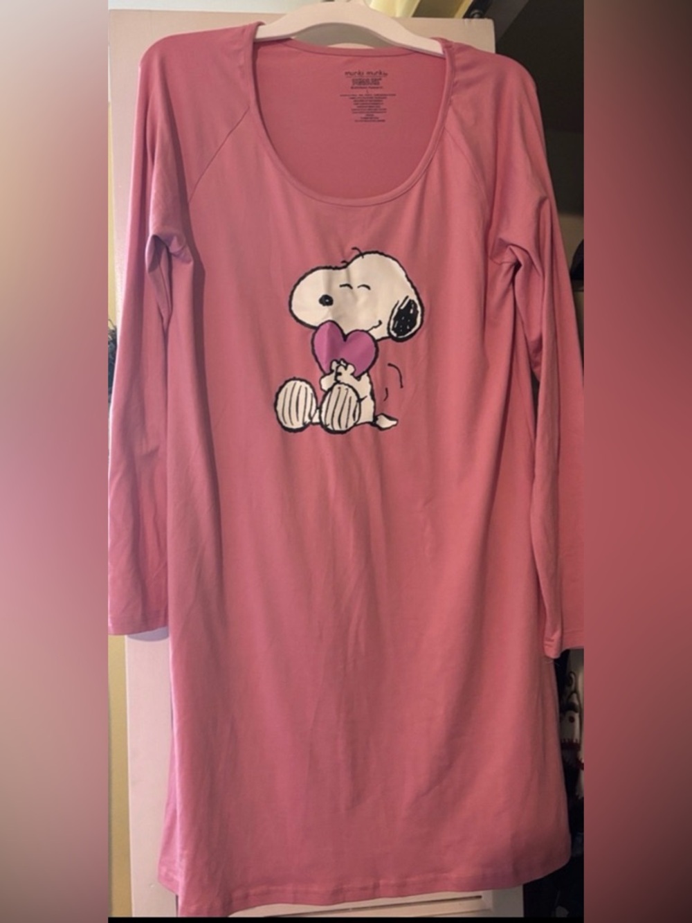Munki Munki Snoopy Heart Long Sleeve Nightshirt size Large super stretchy comfy